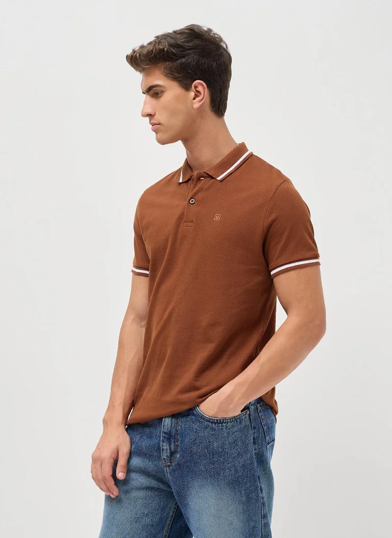 Urbano Fashion  Urbano Fashion Men's Chocolare Brown Solid Regular Fit Half Sleeve Cotton Polo T-Shirt for Men | Best Price UAE